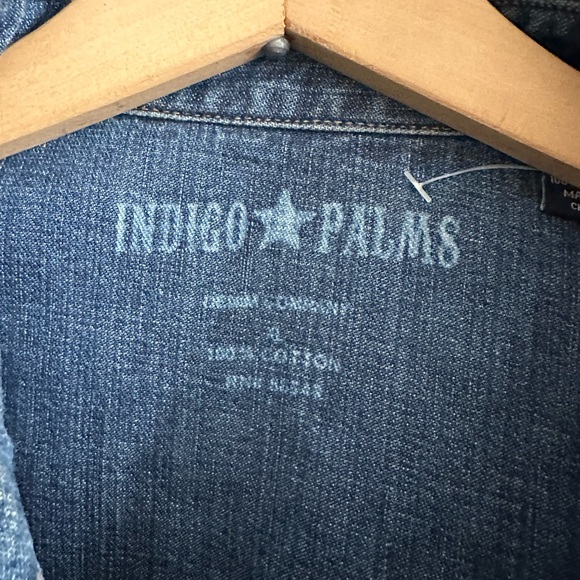 Indigo Palms Denim Button Down Shirt Size XL - Picture 2 of 9